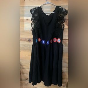 SHEIN black dress with embroidered waist band 4XL